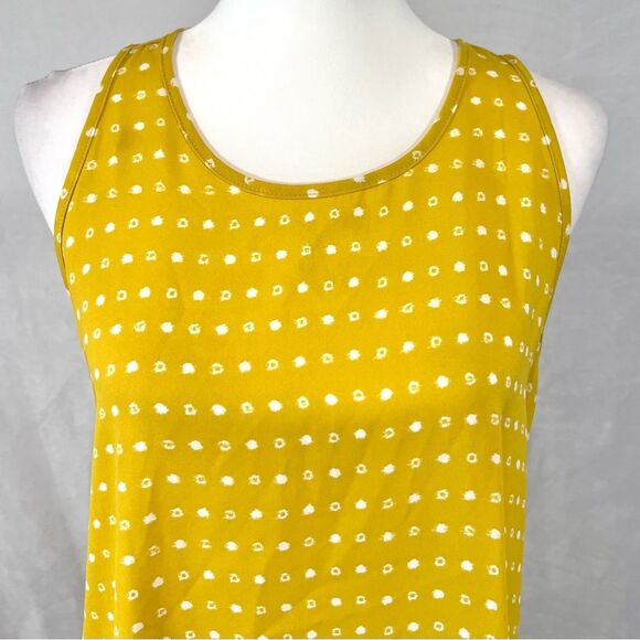 Ann Taylor Loft mustard yellow and white spotted mixed media top size medium - Picture 6 of 9